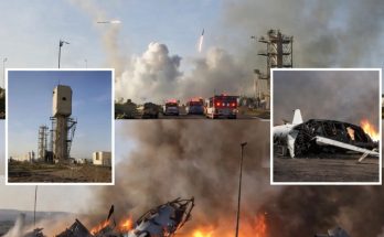 Missile contrails over Iran during strikes