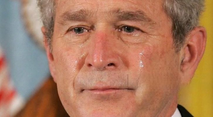George W Bush throwing first pitch after surgery
