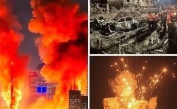 Fire destroys homes with flames and smoke