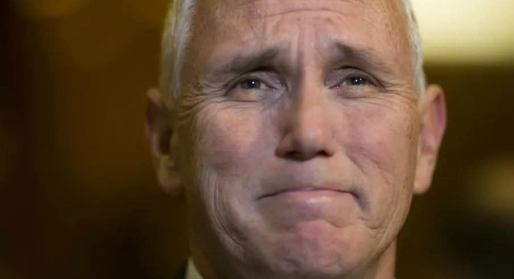 Mike Pence emotional announcement at podium with tears in his eyes