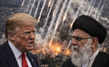 Emergency responders searching rubble after a rocket attack damaged residential buildings