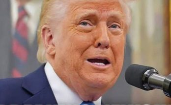 Donald Trump speaking to reporters