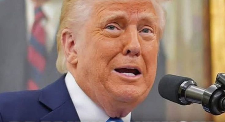 Donald Trump speaking to reporters