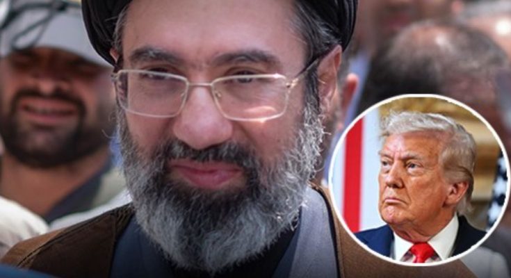 Image of Mojtaba Khamenei shown during Iranian state television broadcast of his first statement as supreme leader