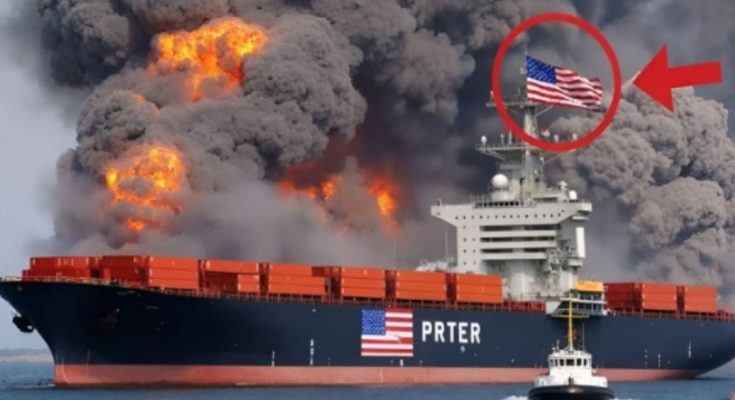 US military cargo ship sinking at sea