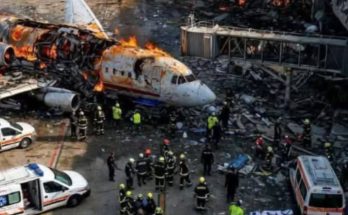 Missile strike over Tel Aviv night sky