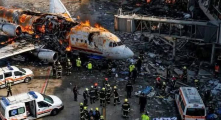 Missile strike over Tel Aviv night sky