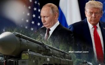 A composite image showing a large military missile launcher vehicle in the foreground