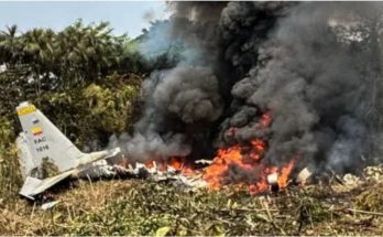 Colombian C-130 crash wreckage burns in jungle