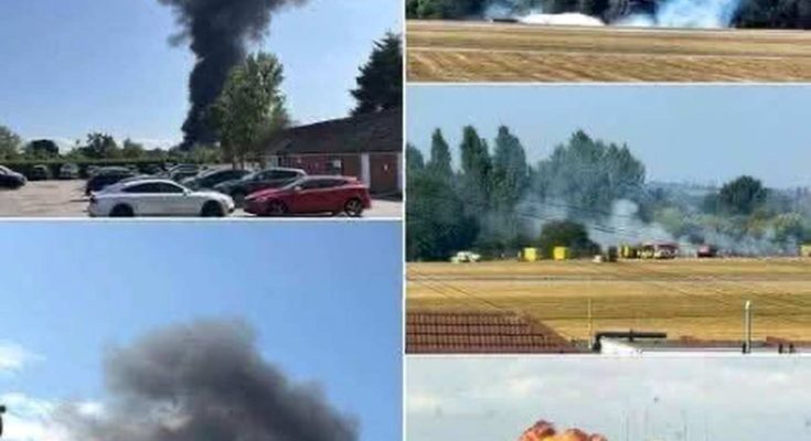 smoke rises after dramatic airshow explosion near airfield